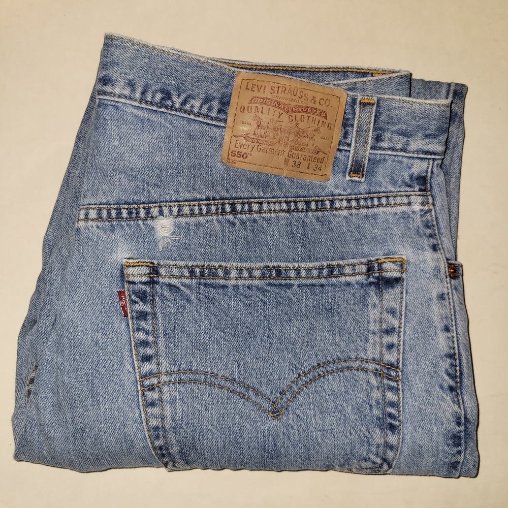 Vintage 90s Levi 550 Relaxed Fit Blue Jeans Men's Size 36x34 1999
